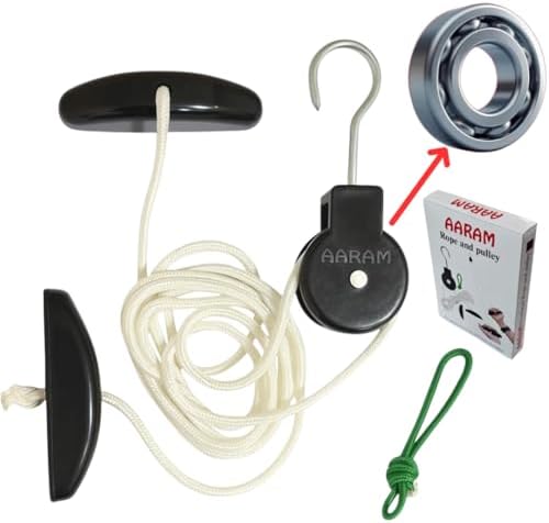 AARAM Pulley with Rope and Door Strap, Easy to Use Exercise Equipment for Frozen Shoulder and Hand/Arm Exercise Material Nylon Plastic, Smooth Action Pulley by AARAM