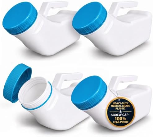 MedVance 1000mL Premium Urinals for Men Spill Proof Glow in Dark Lid 4 Pack by Medvance
