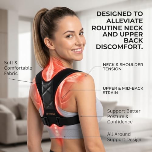 Back Posture Corrector for Adults – Adjustable Upper Back Brace for Women & Men, Breathable Shoulder Straightener & Spine Support, Helps Relieve Neck, Shoulder & Upper Back Discomfort – Discreet Under Clothes, Suitable for Office, Work & Daily Wear - Image 2