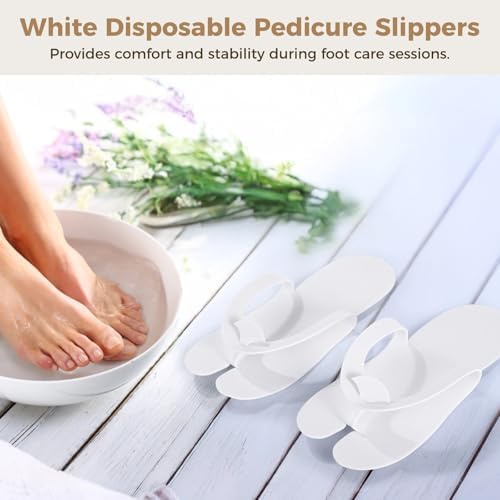 Disposable Pedicure Flip Flops Slippers Bulk,White EVA Flip-Flops Kit,SPA Pedicure Slippers for Adult,Lightweight and Easy to Wear,Ideal for Nail Salons,Hotels,Travel,Home,Party - Image 2