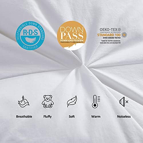Luxurious Goose Down Feather Fiber Comforter Duvet Insert, Exquisite Pinch Pleat White Design, Oversize Palatial King White 120 x 98, Premium Baffle Box 100% Egyptian Cotton, 80 oz Fill Weight - Image 5