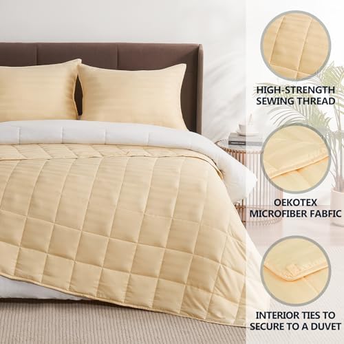 Weighted Blanket Queen Size (60"x80" 20lbs),Ultra Soft and Cozy Cooling Weighted Blanket Queen Size for Adult,Heavy Blanket with Machine Washable Soft Blanket, Beige - Image 4