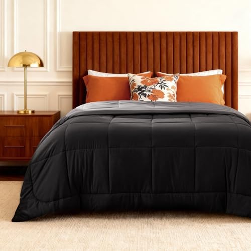 Bedsure Twin Comforter Duvet Insert, All Season Bed Comforter, Quilted Down Alternative Duvet, Box Stitched Comforters with Corner Tabs, Machine Washable, 68 x 88 Inches (Black/Grey) by Unknown