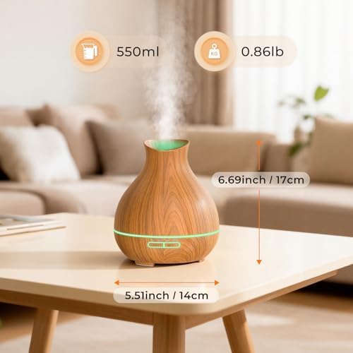 Aromatherapy Essential Oil Diffuser,2 PCS Humidifier with 550ml Lasting Mist Output Waterless Auto-Off Ultrasonic Diffusers 7 Color LED Lights Cool Mist Humidifier for Large Room, Home - Image 2