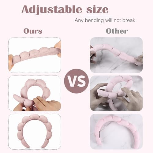 Ztomine Spa Headbands for Washing Face or Facial, Set of 2 Skincare Headbands, Terry Cloth Headband Wash Combo Pack - Puffy Makeup Washing, Mask, Skin Treatment - Image 4
