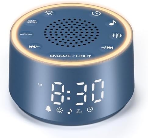 Dreamegg Sound Machine & Alarm Clock - White Noise Machine with 7 Wake-Up Sounds, 0-100% Dimmable, Night Light, Sound Machine for Sleeping, Office, Home, Travel Essentials Gift, Navy by Dreamegg