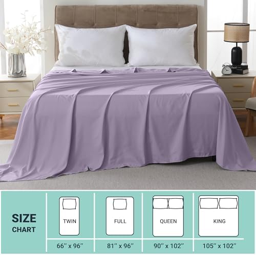 ZPECC Queen Flat Sheet Only 1 Pack, Durable Lavender Top Bed Sheets Hypoallergenic Soft Brushed Microfiber Color-Coded Label, 90"x102" - Image 5
