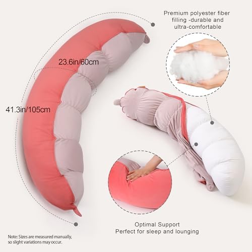 Peallow(Pat. Pend) – Long Round Body Pillow for Adults, Bolster Pillow for Sleeping, Soft and Supportive Pillow for Sleeping & Lumbar Support - Image 3