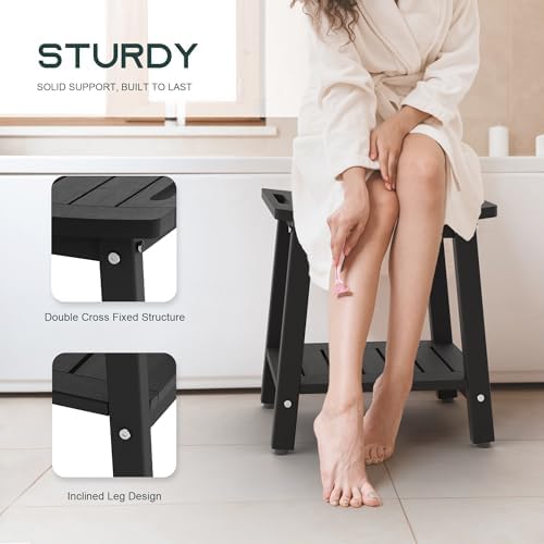 Waterproof HDPE Shower Bench for Inside Shower, Shower Stool, Black - Image 4
