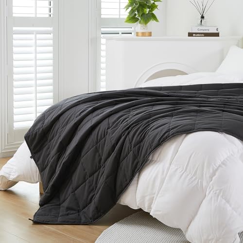 MOTRIP Adults Weighted Blanket 15 Pounds Queen Size, Cooling Blanket for Hot Sleepers, Machine Washable Soft Bed Blanket with Premium Glass Bead, 60''x80'' 15lbs Graphite Grey - Image 4