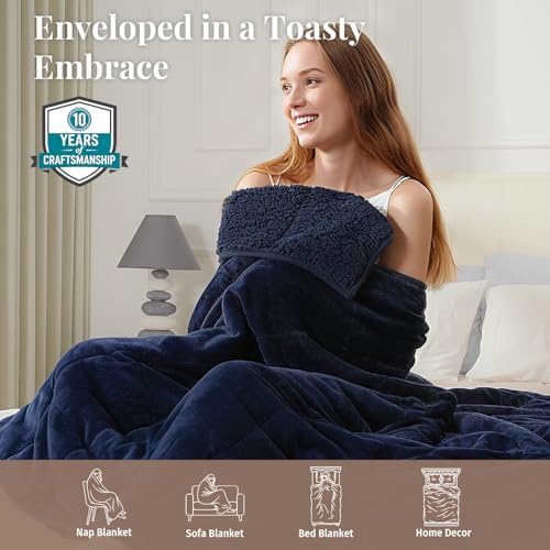 Topblan Sherpa Fleece Weighted Blanket 15lbs, 60 x 80 Queen Size for Adults - Image 4