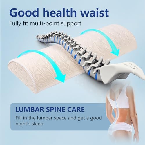 Cozyhealth - 3.15"H*23.6"L - Soft Lumbar Pillow for Sleeping, Memory Foam Back Lumbar Support Cushion for Lower Back Pain Relief Bed Waist Sleep Support Pillow for Side, Back Sleepers (White, Large) - Image 4