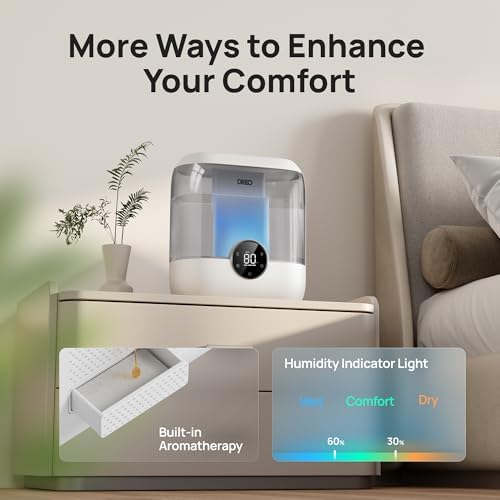 DREO 6L Humidifiers for Bedroom, 60H Runtime, 28 dB Quiet, HM524, Gray - Image 5