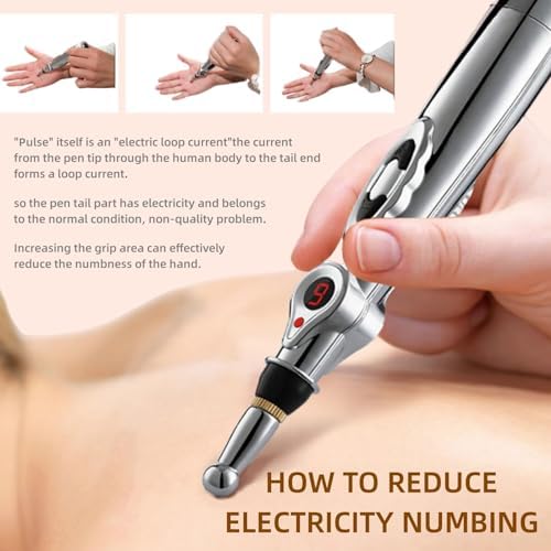 5-in-1 Massage Acupuncture Pen, Electronic Pain Relief Therapy, Meridian Energy Massager Pen Self Massage Tools Muscle Healing with Massaging Gel - Image 4