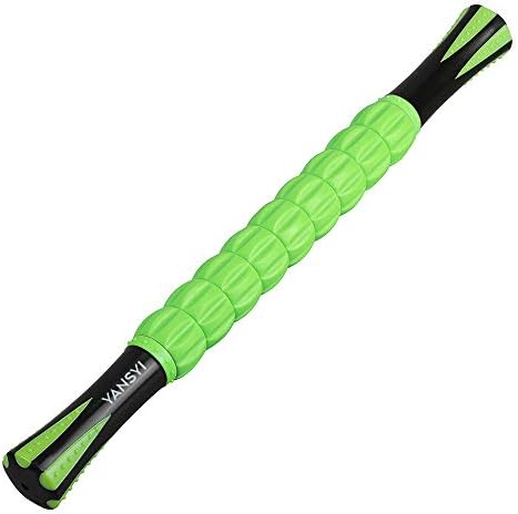YANSYI Professional 9-Roller Deep Tissue Massage Stick - Portable Muscle Recovery Roller for Athletes, Relieves Post-Workout Soreness & Leg/Back Pain - Portable Physio Tool (Green) by YANSYI