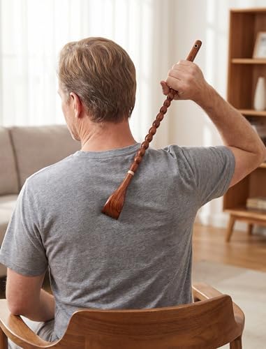 Tomorotec 100% Kevazingo Wood Back Massager for Itching Relief, Long Sturdy Therapeutic Bamboo Back Scratchers, Body Relaxation Massager - Image 4
