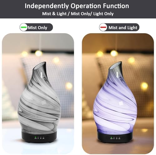 Essential Oil Diffuser 150ML, Glass Aromatherapy Diffuser with 4 Timer Settings & 7 Color Changing, Waterless Auto Shut-Off, Ultra Quiet Oil Diffuser, Mothers Day for Home, Office, Yoga, Spa - Image 3