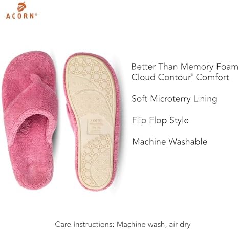 Acorn Women's Spa Thong Slippers with Cloud Contour Comfort - Arch Support and Plush Fluffy Terry Lining, Perfect for Beach, Camping, Poolside, or Bathroom Wear - Image 4