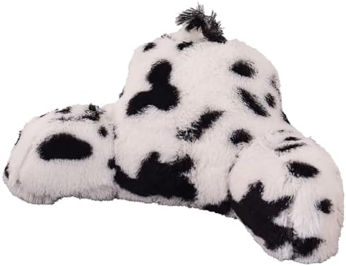 Aimuan Reading Pillow Bed Rest Pillow with Arms Plush Shaggy Fur Cushion for Adults Teens Incline Rest Sitting up & Sleeping Snoring Pillow with Pregnancy Lumbar Back Support (Standard, White-Black) by AIMUAN