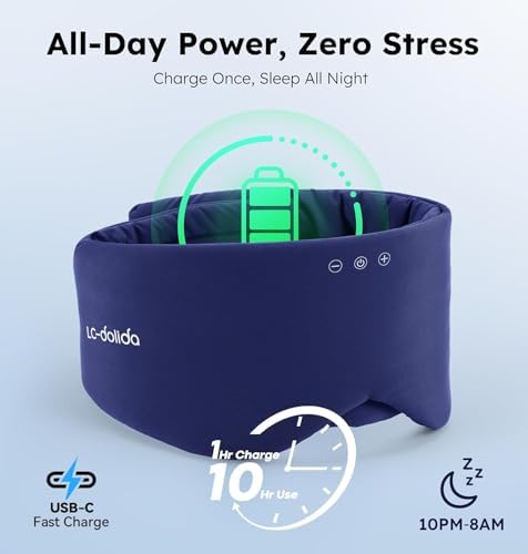 Luxury Bluetooth 5.4 Sleep Mask for Adults - Ice Fiber Cooling & HD Sound, 100% Light Blocking Adjustable Eye Cover for Travel & Side Sleepers - Soft Sleep Headphones with 10H Playtime (Blue) - Image 5