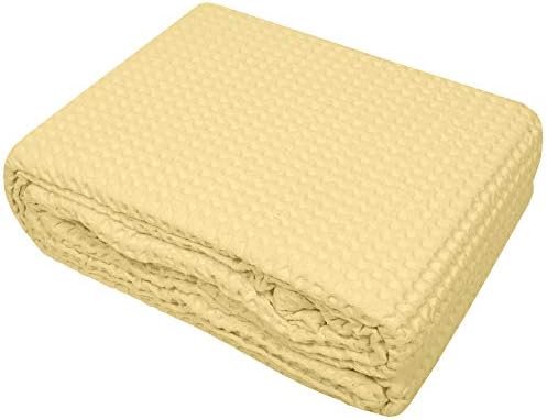 100% Fine Cotton Blanket Luxurious Weave Stylish Design Soft and Comfortable All Season Warmth, Full/Queen, Waffle Weave Lemon (Pack of 6) - Image 2