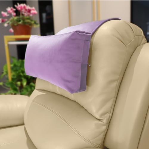 Headrest Pillow with Pearl Cotton Filling - Non-Slip Headrest Cushion with Velvet Cover for Recliners, Sofas and Loveseats (Lavender) by AmazeCov