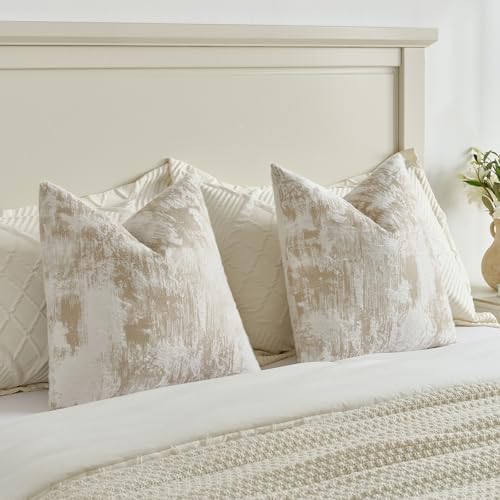 FUTEI Pack of 2 Faux Cashmere Throw Pillow Covers 12x20 Inch,Khaki White - Image 5