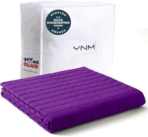 YnM 10lbs Weighted Blanket for Adults, Cotton Heavy Bed Throw Blanket with Cooling Glass Beads for All Season Use, Ideal for ~90lbs (48x72 Inches, Twin/Full, Fuchsia Purple) by YNM