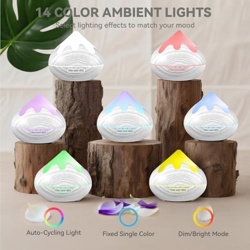 500ML Essential Oil Diffuser, Large Aromatherapy Diffuser with Remote Control, Air Diffusers for Home Office Room, Fragrance Humidifier with 7 Color LED & 2 Mist Mode, Glacier White - Image 3