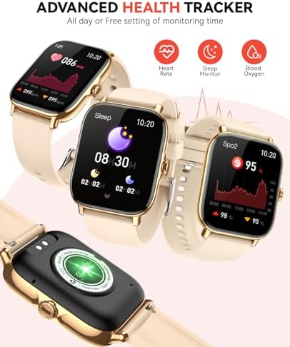 Smart Watch for Women Men- Answer/Make Call, IP68 Waterproof Fitness Step Tracker Watch with Sleep Monitor/Activity Counter/110+ Sport Mode, Smartwatch for Andriod iPhone Compatible, Gold - Image 4