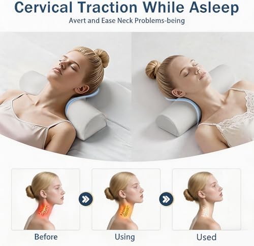 Cervical Neck Pillows, Neck Roll Pillow for Neck Pain Relief, Sleeping Decompression Devices Support and Shoulder Relaxer, High-Density Memory Foam, Neck Bolster (Gray) - Image 4