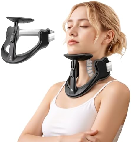 Posture Corrector for Neck & Cervical Spine Alignment - Memory Foam Support for Pain Relief, Tech Neck, 360° Adjustable Neck Collar, (Black, Large) by Home