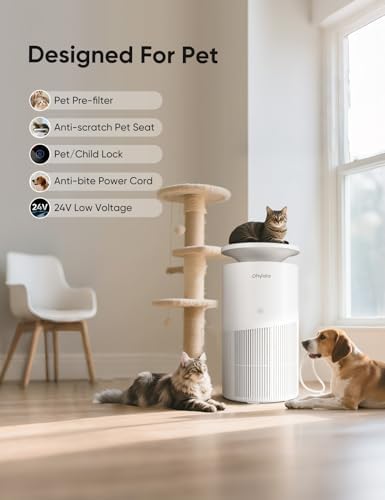 Air Purifier for Home Large Room up to 3620Ft², H13 True HEPA Air Purifiers for Home Pet Hair Dander Odor Pollen, Air Cleaner with Smart WiFi, 360° Air Intake, Auto Mode, Pet Lock, 22dB Quiet - Image 4