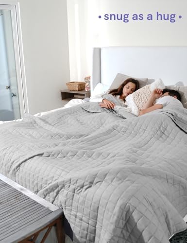 YnM Exclusive 50 lbs Weighted Blanket, Extra Heavy Cotton Bed Blanket for Two Persons, Ideal for Queen or King Bed (88x104 Inches, 50 Pounds, Light Grey) - Image 3