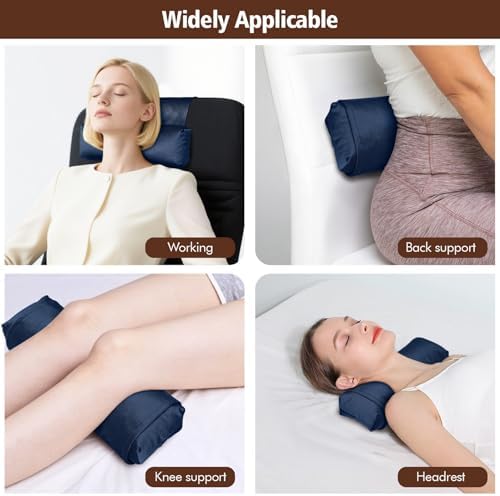 WdFour Velvet Neck & Head Pillow for Recliner Chair, Small Ergonomic Cervical Support Pillow for Home, Office and Travel, Non-Slip Cushion for Tension Relief & Shoulder Comfort (Navy Blue) - Image 5