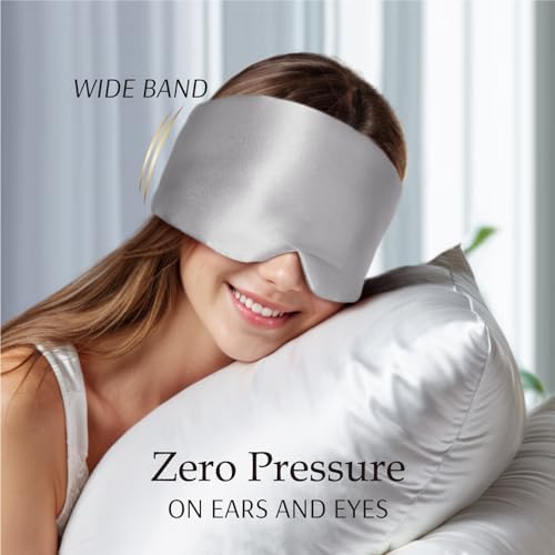 Zenssia 100% Mulberry Silk Sleep Mask Eye Mask for Men & Women, Silvergrey - Image 5