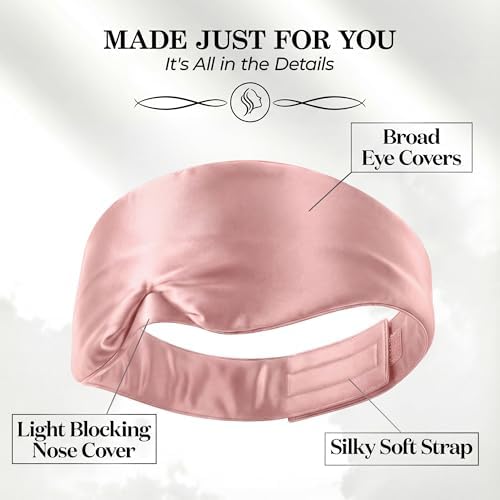 SLEEP SANCTUARY 100% Pure Mulberry Silk Sleep Mask - 22 Momme Light Blocking Hook & Loop Silk Eye Mask for Sleeping - Secure Fit for Side Sleepers, Women & Men - Cloud Soft (Pink) - Image 6