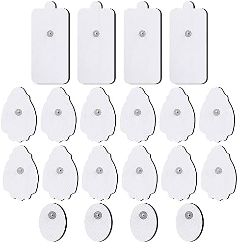 TENS/EMS Unit Replacement Pads NURSAL 20 Pack 3.5mm Snap Electrode Patches for Electrotherapy, Reusable Self-Adhesive Electrodes Pads, Compatible with Belifu, AVCOO, MEDVICE TENS (White) by NURSAL