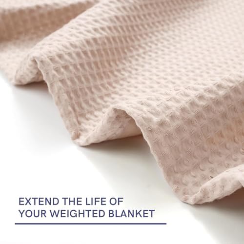 YnM Cotton Waffle Weave Duvet Cover for Weighted Blankets with 16 Strings (Oatmeal,60''x80'') - Image 5