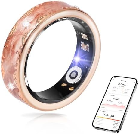Smart Ring for Women-Men,Health-Fitness Tracker with Heart Rate, Sleep Monitor, Blood Oxygen, HRV, 128 Sports Modes, IP68 Waterproof, Gesture Control, No Subscription Fee,with iOS & Android (8) by Unknown