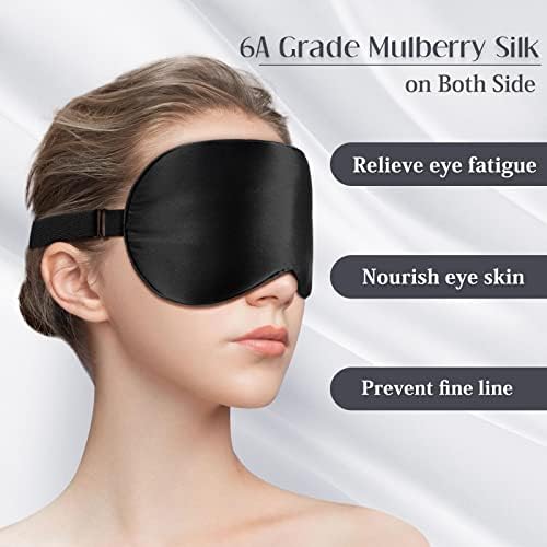 LULUSILK Mulberry Silk Sleep Eye Mask, Blindfold for Women and Men, Black - Image 2