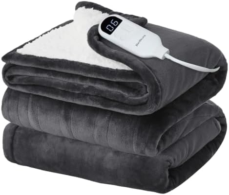 Bedsure Heated Blanket Full Size, Electric Blanket with Preheat, Dark Grey by BEDSURE