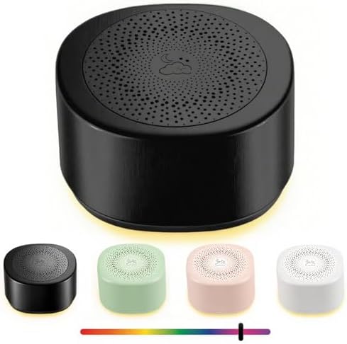Travel White Noise Sound Machine 20 Sounds, Portable Sound Machine for Adults Sleep, Mini Sleep Aid with Adjustable Volume, 3 Timers, Colorful Night Light, Rechargeable for Baby, Home, Registry Gift by Unknown