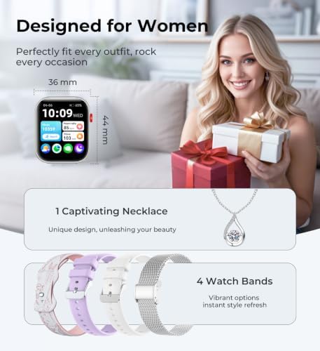 Iaret Smart Watch for Women, 1.83" HD Fitness Tracker with 4 Bands, Answer/Make Calls, Heart Rate/Sleep/SpO2/Step Tracking, 100+ Sport Modes, Android/iPhone Compatible Gift (Silver) - Image 2