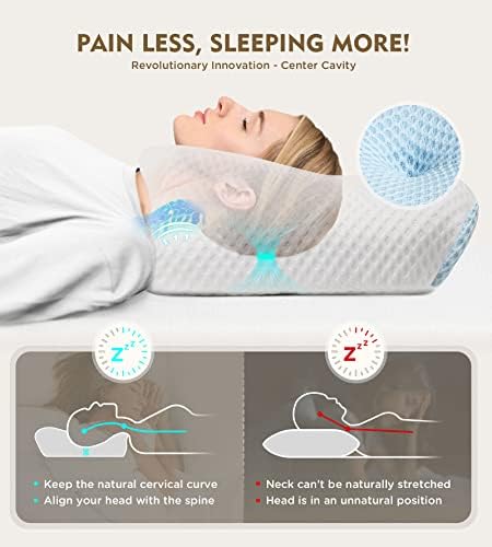 Osteo Cervical Pillow for Neck Pain Relief, Hollow Design Odorless Memory Foam Pillows with Cooling Case, Adjustable Orthopedic Bed Pillow for Sleeping, Support for Side Back Sleepers - Image 2