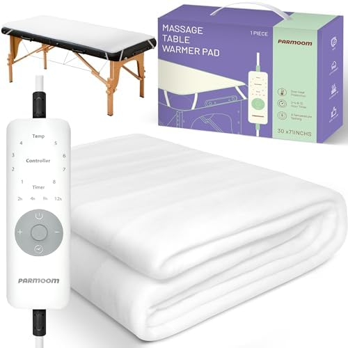 Massage Table Warmer Heating Pad Professional Massage Bed Warmer with 4 Timer, 8 Heat Settings, Overheat Protection for Massage Bed & Spa, Lightweight and Compact for Easy Portability, 30" x 71" by Unknown