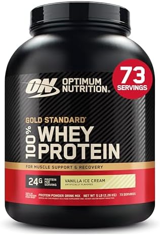 Optimum Nutrition Gold Standard Whey Protein Powder, Vanilla Ice Cream, 5LB by OPTIMUMNUTRITION