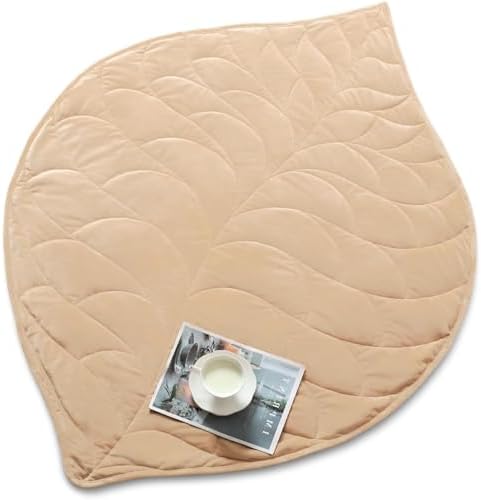 Kaisa Weighted Lap Blanket for Adults, 7 lbs 41" x 53", Leaf Pattern, Khaki by Kaisa