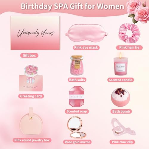 Birthday Gifts for Women, Pink Self-Care Spa Kit Gift, Relaxing Birthday & Thinking of You Care Package for Her, Mom, Wife, Girlfriend, Valentine’s Day Present for Her - Image 5