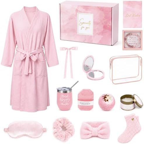 gisgfim 14 Pcs Birthday Gifts for Women, Relaxing SPA Robe Sets (Pink) by gisgfim